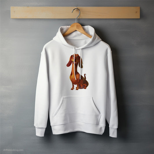 Cute Brown Dachshund Smiling Hoodie – Unisex Hoodie for Dog Lovers