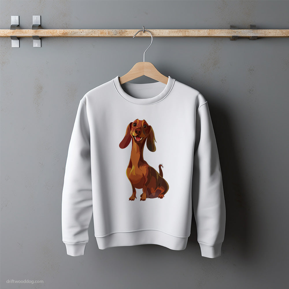 Cute Brown Dachshund Smiling Sweatshirt – Unisex Sweatshirt for Dog Lovers