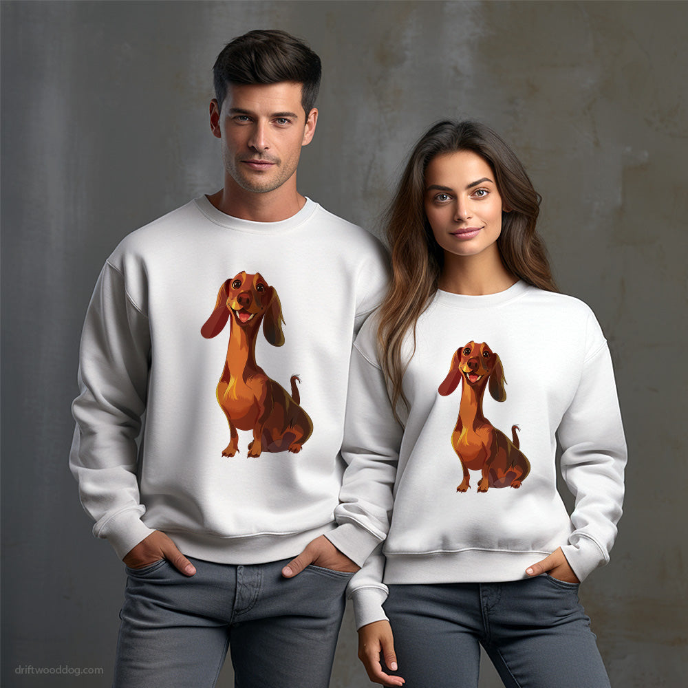 Cute Brown Dachshund Smiling Sweatshirt – Unisex Sweatshirt for Dog Owners