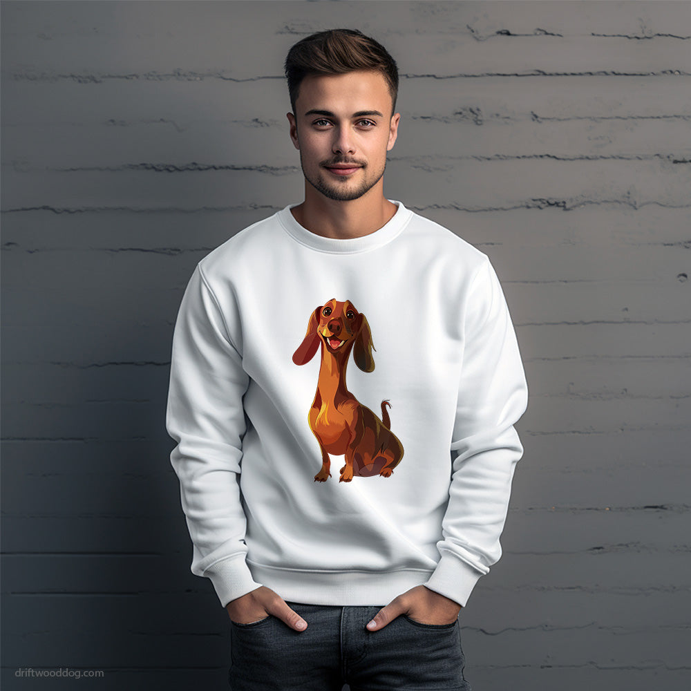 Cute Brown Dachshund Smiling Sweatshirt – Unique Dog Sweatshirt for Men