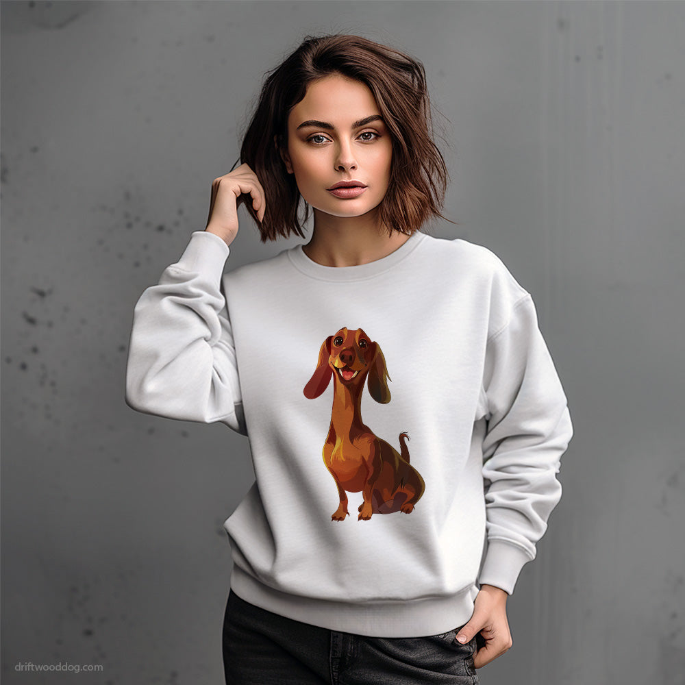 Cute Brown Dachshund Smiling Sweatshirt – Dog-Themed Gifts for Dog Lovers