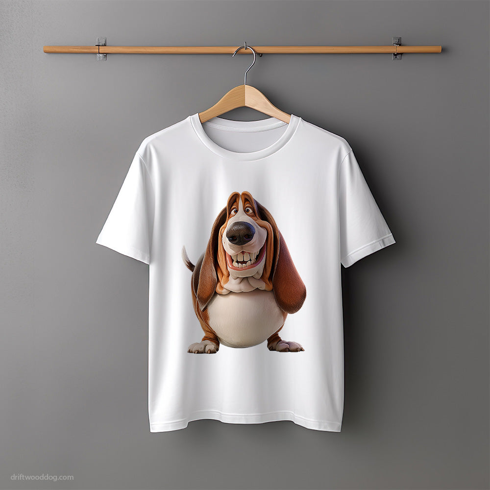 Funny Basset Hound Being Fat and Smiling T-Shirt – Unisex Tee for Dog Lovers