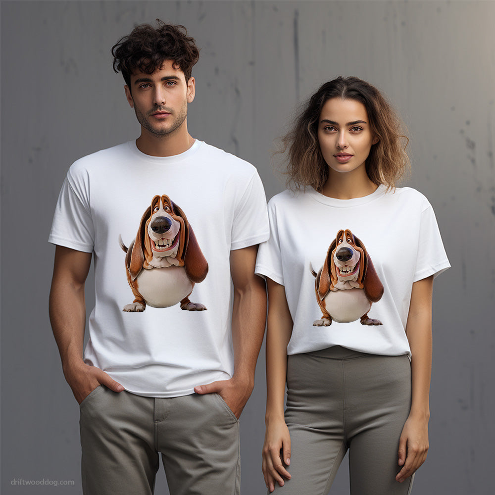 Funny Basset Hound Being Fat and Smiling T-Shirt – Unisex T-Shirt for Dog Lovers 