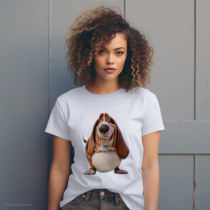 Funny Basset Hound Being Fat and Smiling T-Shirt – Dog T-Shirt for Women