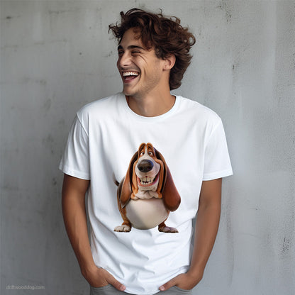 Funny Basset Hound Being Fat and Smiling T-Shirt – Dog T-Shirt for Men