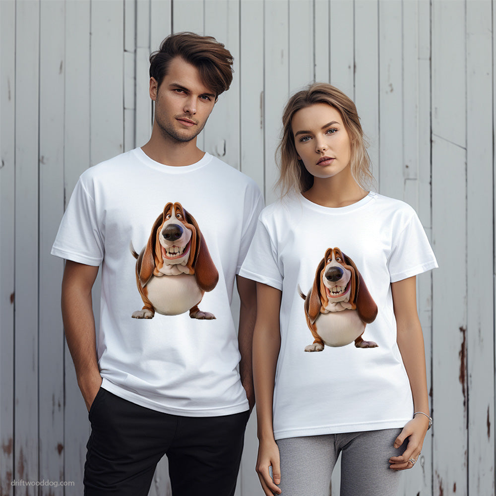 Funny Basset Hound Being Fat and Smiling T-Shirt – Unique Dog T-Shirts for Pet Lovers