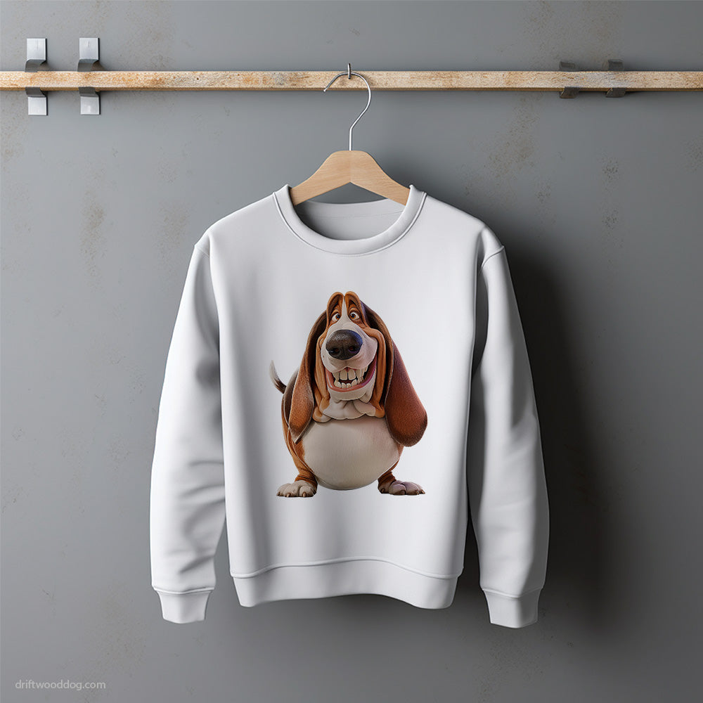 Funny Basset Hound Being Fat and Smiling Sweatshirt – Unisex Sweatshirt for Dog Lovers