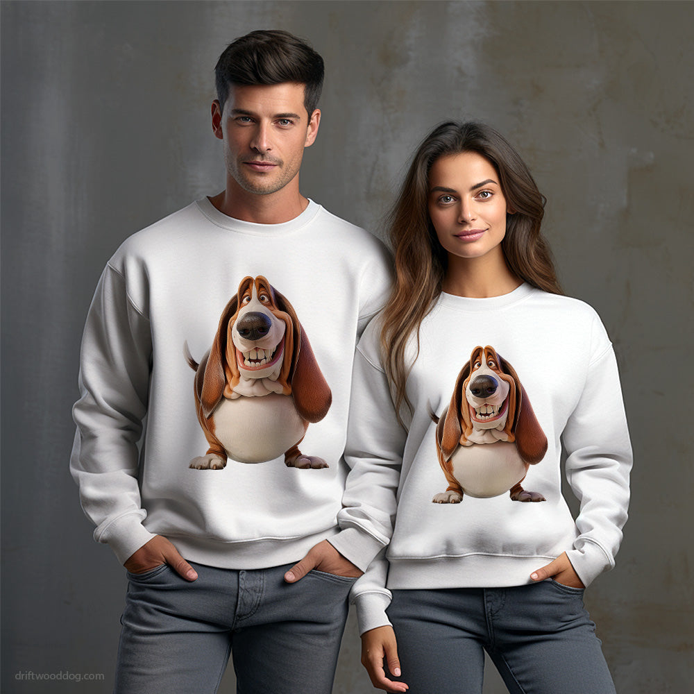 Funny Basset Hound Being Fat and Smiling Sweatshirt – Unisex Sweatshirt for Dog Owners