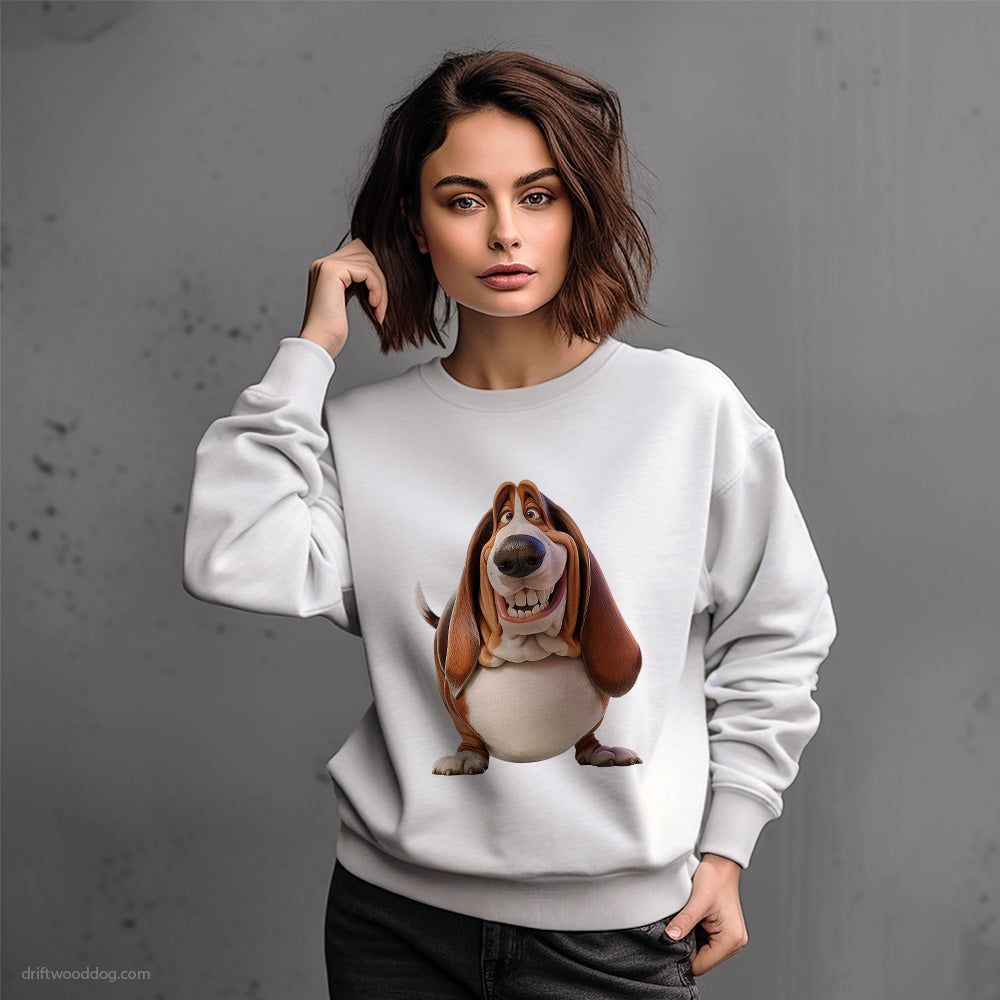 Funny Basset Hound Being Fat and Smiling Sweatshirt – Dog-Themed Gifts for Dog Lovers