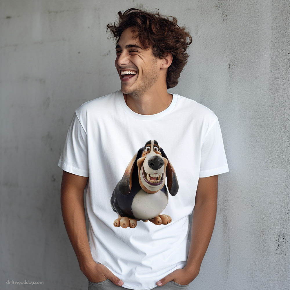 Fat Basset Hound Smiling T-Shirt – Dog T-Shirt for Men