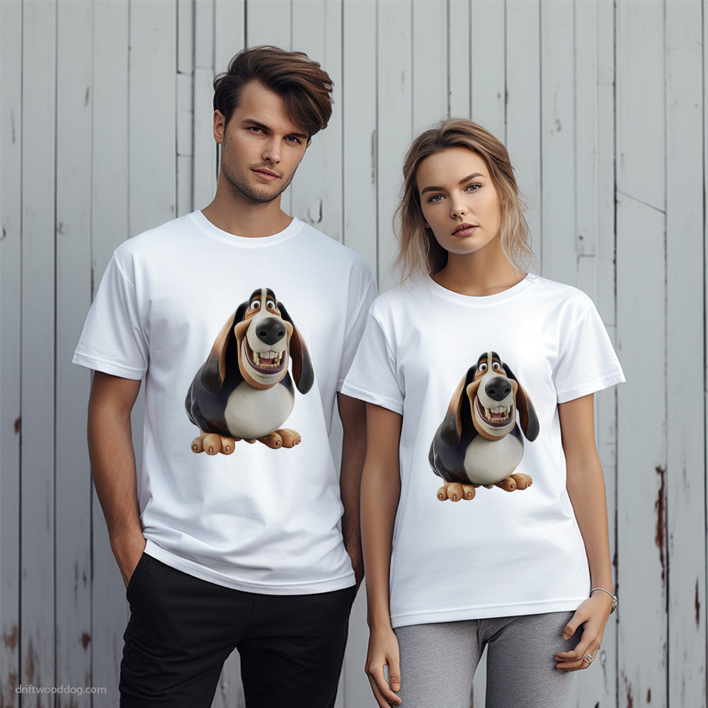 Fat Basset Hound Smiling T-Shirt – Unique Dog T-Shirts for Pet Lovers