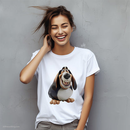 Fat Basset Hound Smiling T-Shirt – Custom Dog T-Shirts for Women