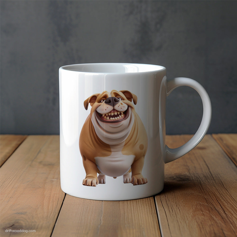 Funny Bulldog Being Fat and Smiling Mug – Unique Dog Cups | Dog-Themed Mugs