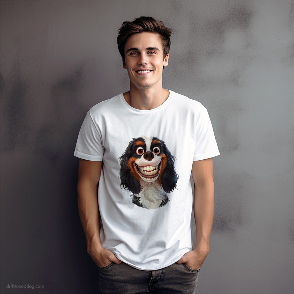 Cavalier King Charles Spaniel Smiling with Teeth T-Shirt – Dog Graphic Tee for Men