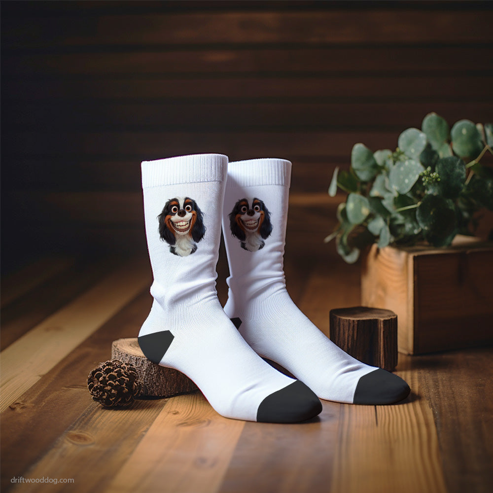 Cavalier King Charles Spaniel Smiling with Teeth Socks – Unisex Dog Socks for Dog Lovers