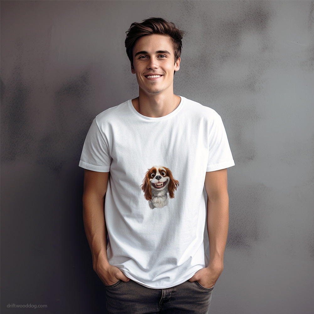 Cavalier King Charles Spaniel Beaming with Teeth T-Shirt – Dog Graphic Tee for Men