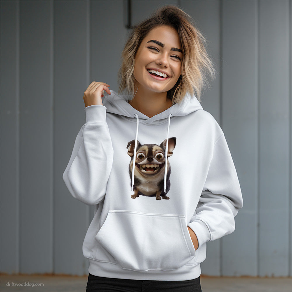 Funny Chihuahua With a Big Head Hoodie – Dog Graphic Hoodie for Women