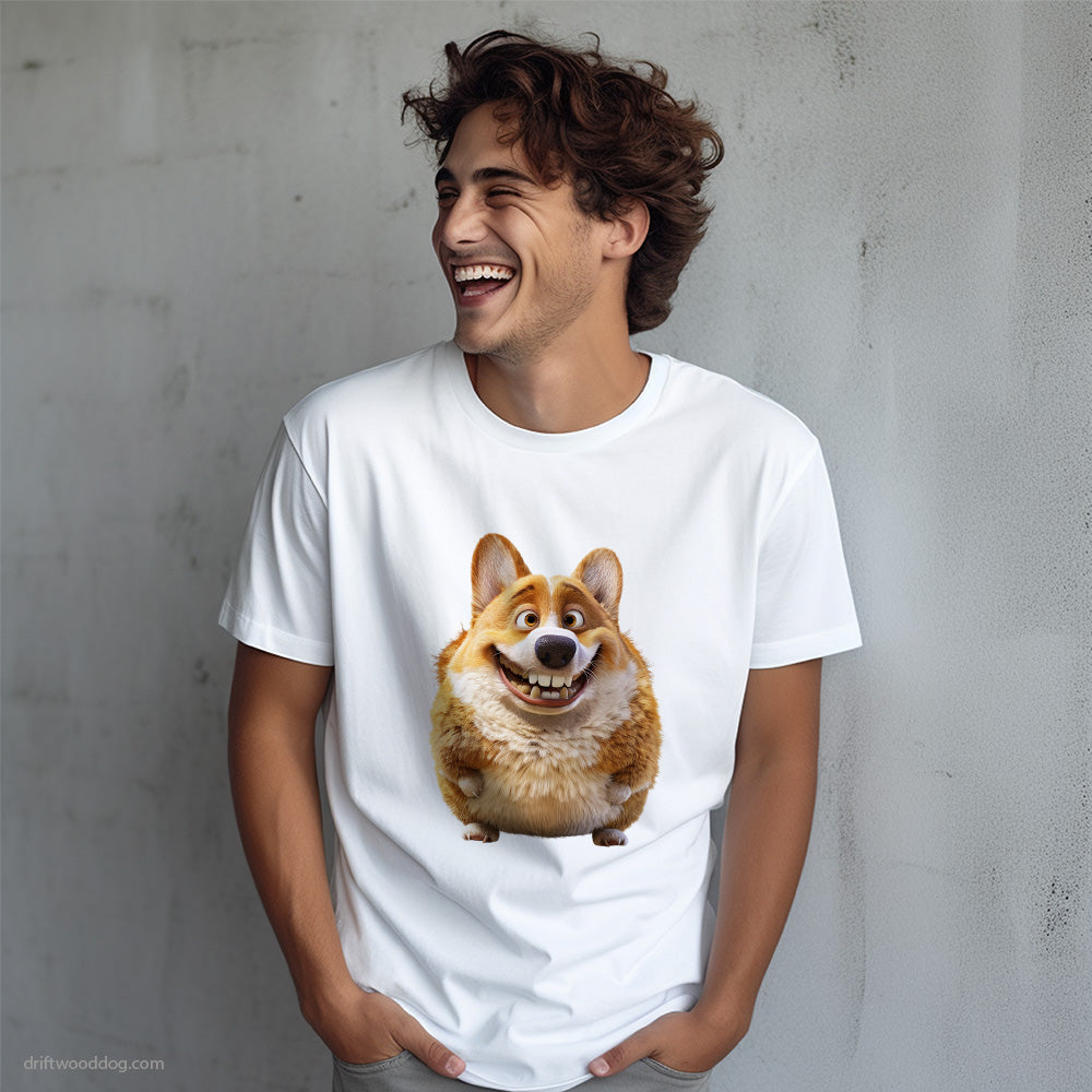 Fat Corgi Smiling T-Shirt – Dog T-Shirt for Men