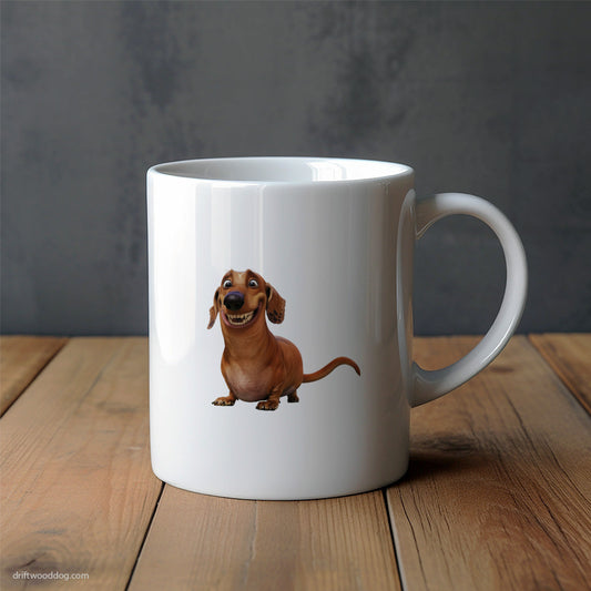 Brown Dachshund Being Funny Mug – Unique Dog Cups | Dog-Themed Mugs