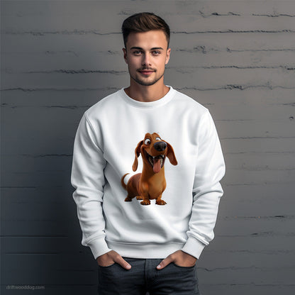 Brown Dachshund With a Big Head Sweatshirt – Unique Dog Sweatshirt for Men