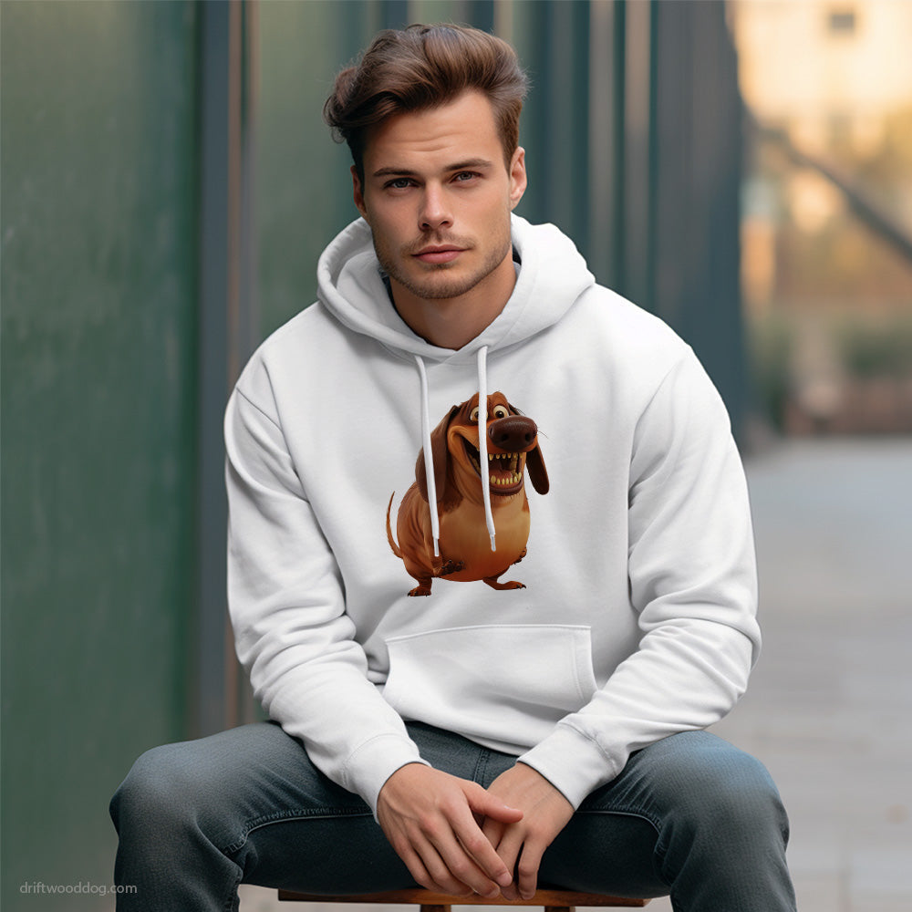 Brown Dachshund Being Fat and Smiling Hoodie – Custom Dog Hoodies for Men