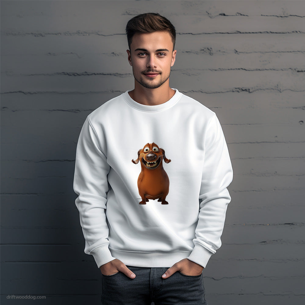 Brown Dachshund Looking Funny Sweatshirt – Unique Dog Sweatshirt for Men