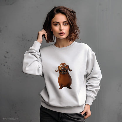 Brown Dachshund Looking Funny Sweatshirt – Dog-Themed Gifts for Dog Lovers