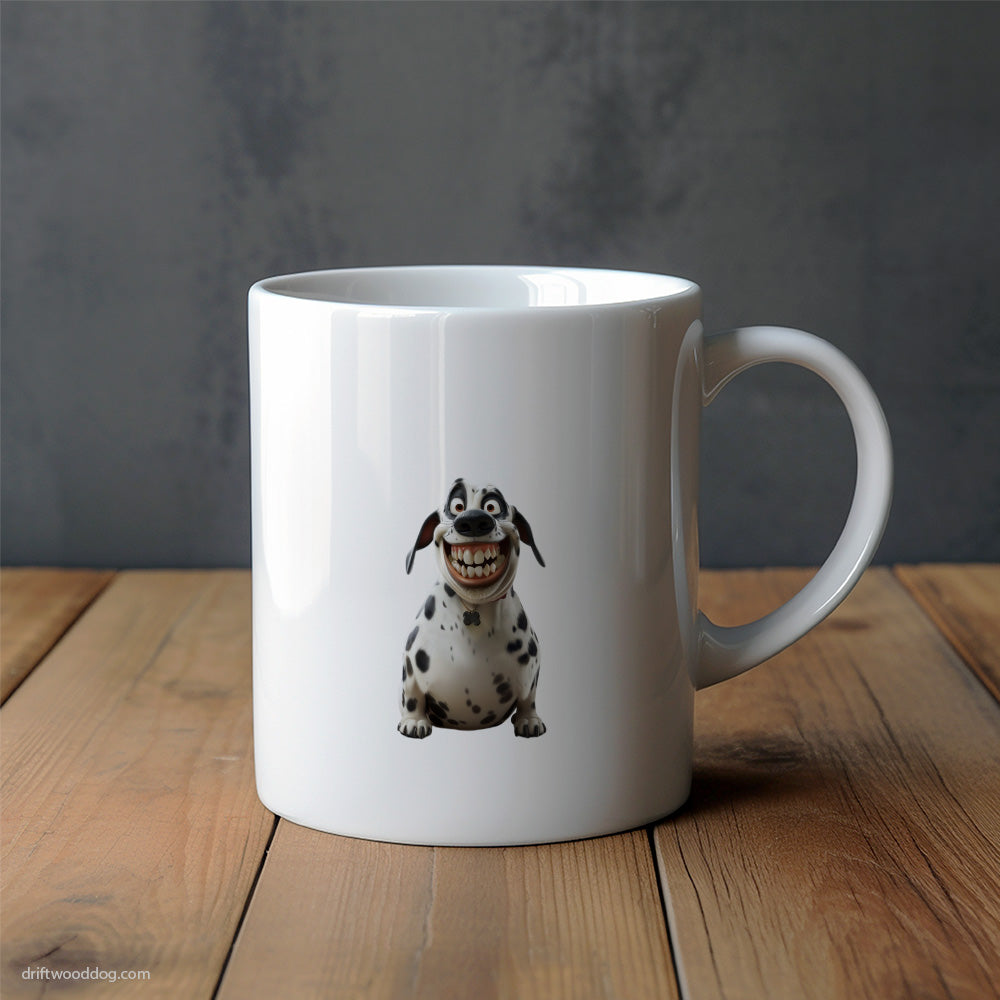 Funny Dalmatian Being Fat and Smiling Mug – Unique Dog Cups | Dog-Themed Mugs