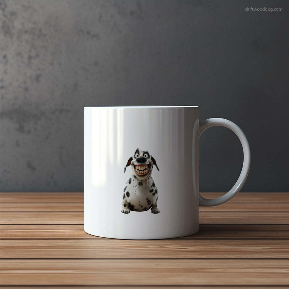 Funny Dalmatian Being Fat and Smiling Mug – Funny Dog Coffee Mugs | Quirky Canine Drinkware