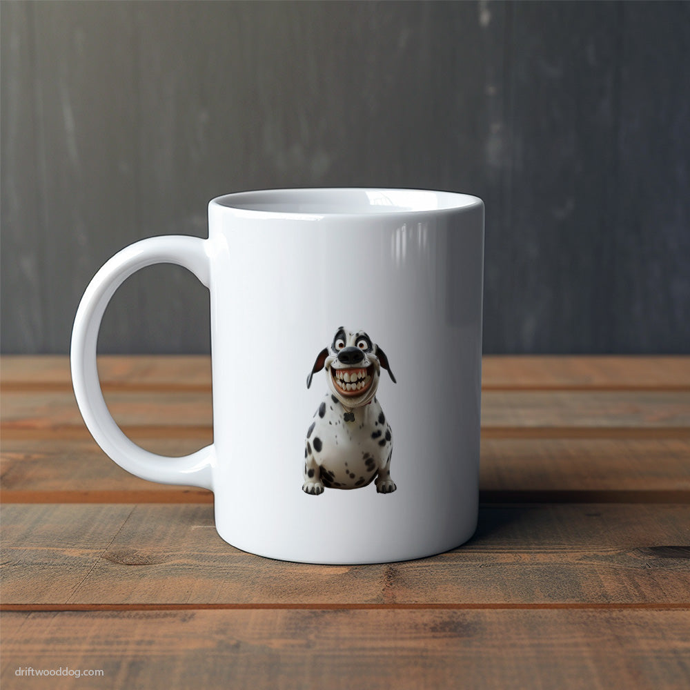 Funny Dalmatian Being Fat and Smiling Mug – Cute Dog-Themed Mugs | Perfect Gifts for Dog Lovers