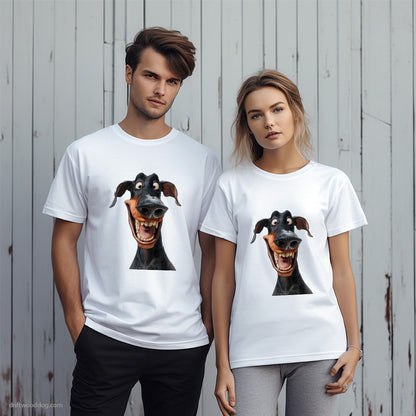 Funny Dobermann Flashing a Toothsome Smile T-Shirt – Unique Dog T-Shirts for Pet Lovers