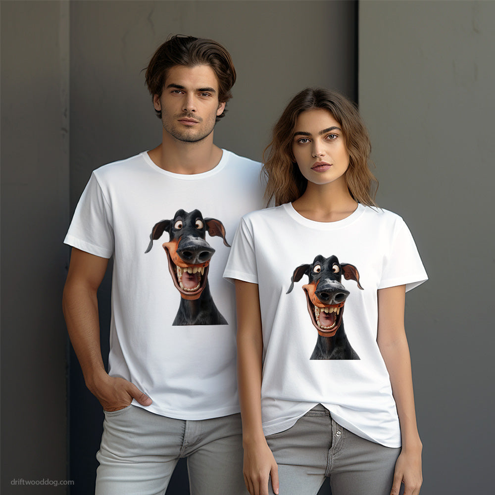 Funny Dobermann Flashing a Toothsome Smile T-Shirt – Dog-Themed Gifts for Dog Lovers