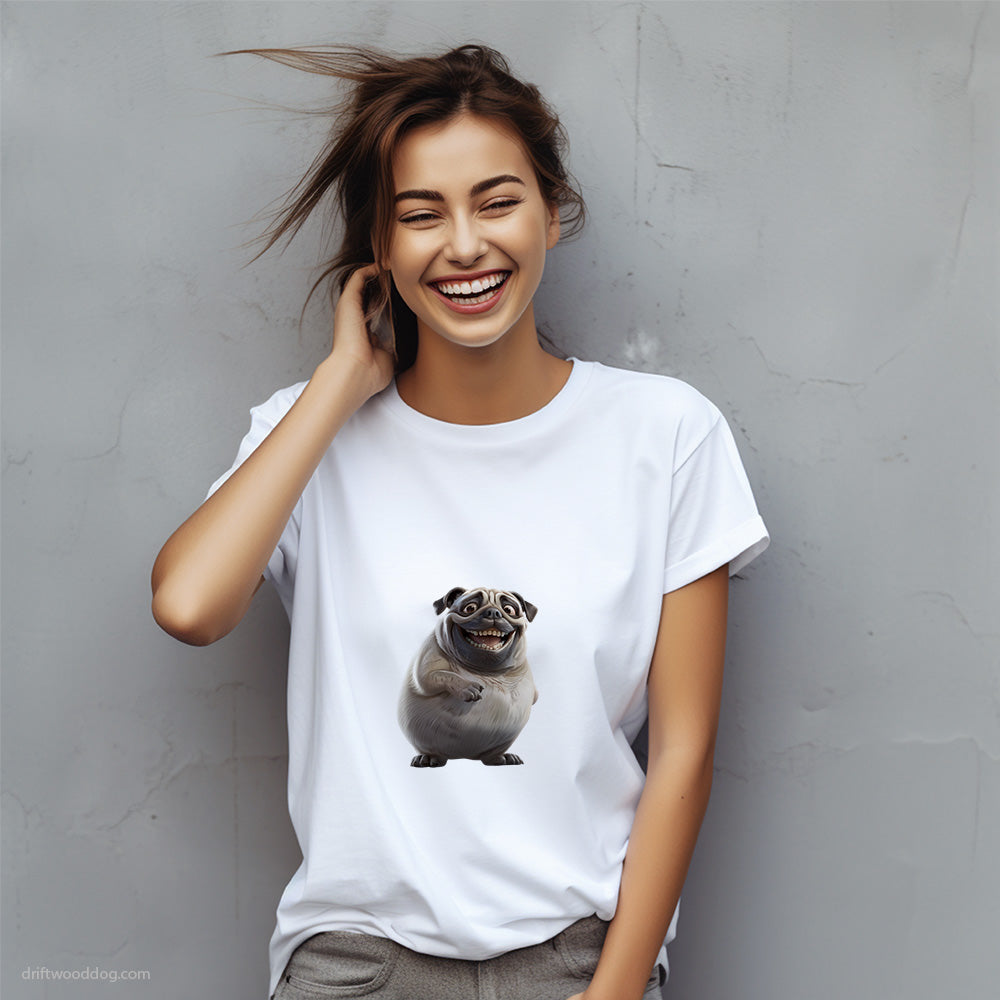 Pug Chubby and Joyful T-Shirt – Custom Dog T-Shirts for Women