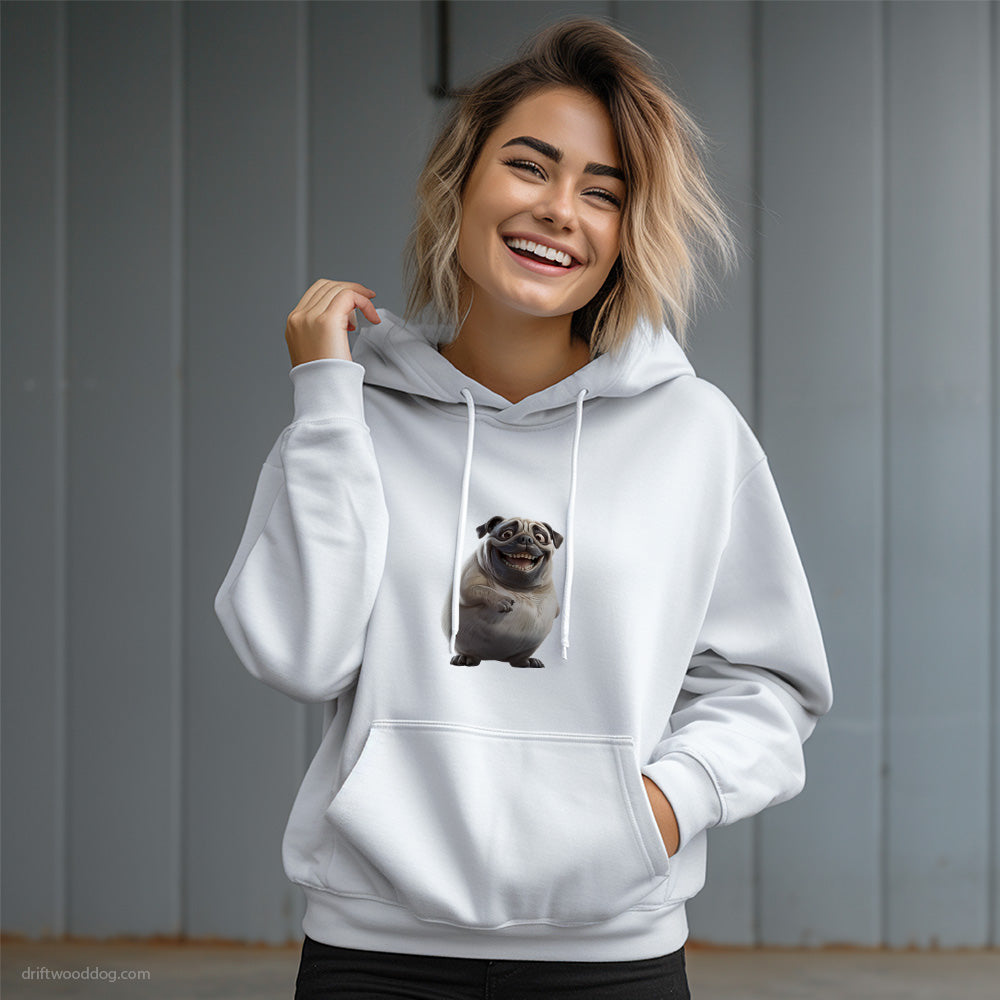 Pug Chubby and Joyful Hoodie – Dog Graphic Hoodie for Women