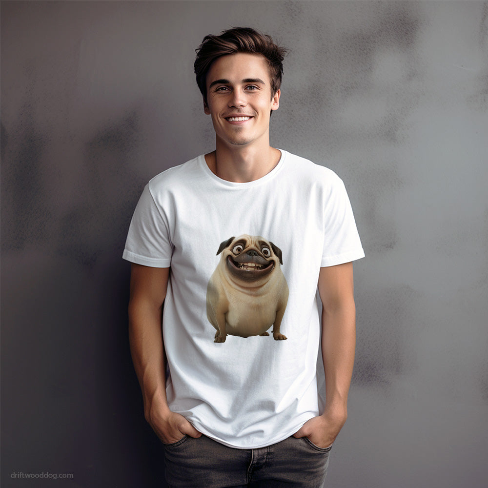 Pug Overweight and Happy T-Shirt – Dog Graphic Tee for Men