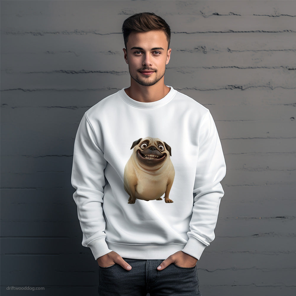 Pug Overweight and Happy Sweatshirt – Unique Dog Sweatshirt for Men