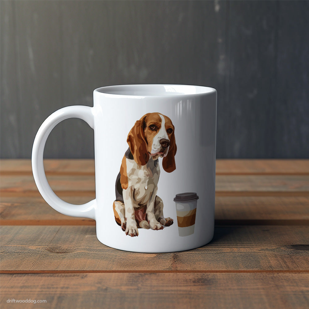 Sad Beagle Having a Coffee Break Mug – Cute Dog-Themed Mugs | Perfect Gifts for Dog Lovers