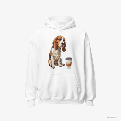 Beagle Having a Coffee Break White Hoodie