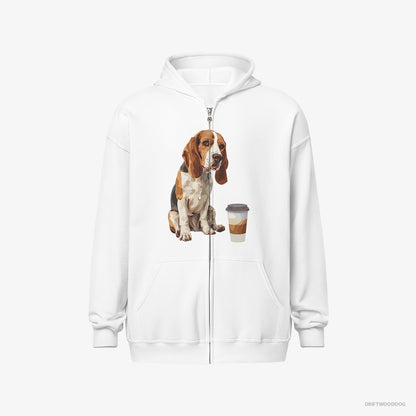 Beagle Having a Coffee Break White Hoodie