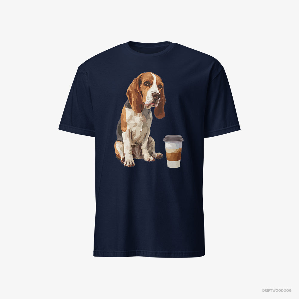 Sad Beagle Having a Coffee Break – Men's T-Shirt Navy – Classic