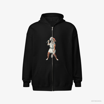 Bulldog Playing Tennis Black Hoodie