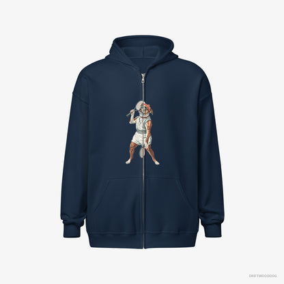 Bulldog Playing Tennis Navy Hoodie