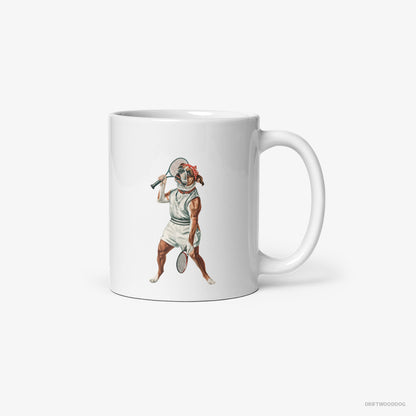 Bulldog Playing Tennis White Mug