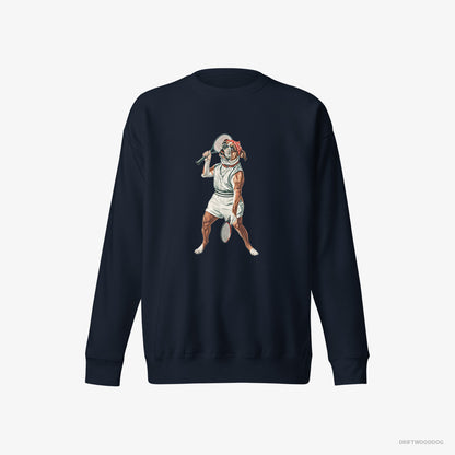 Bulldog Playing Tennis Navy Sweatshirt