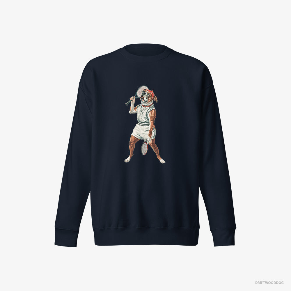 Stylish Bulldog Playing Tennis – Men's Sweatshirt Navy Eco – Eco-Friendly