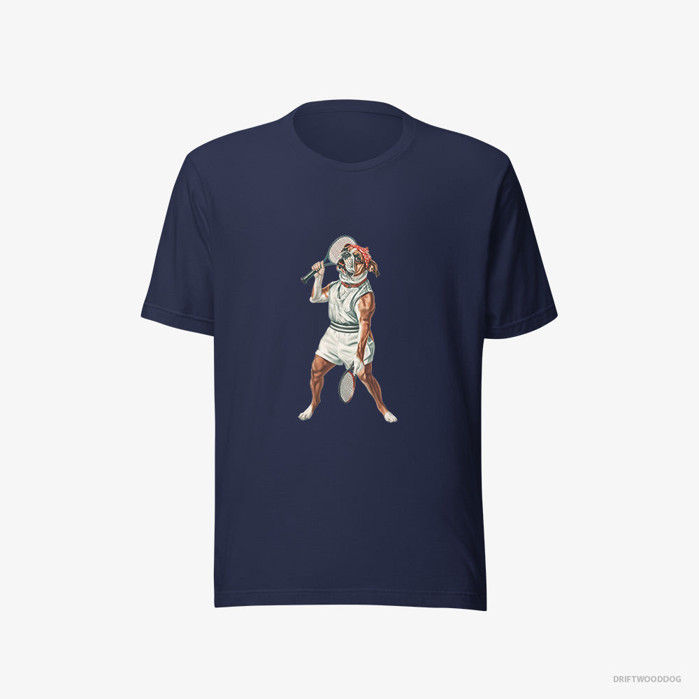 Bulldog T-Shirt – Men Navy T-Shirt Eco-Friendly – Playing Tennis (on White Background)