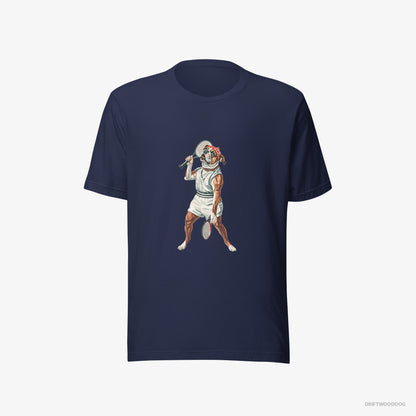 Bulldog Playing Tennis Navy T-Shirt