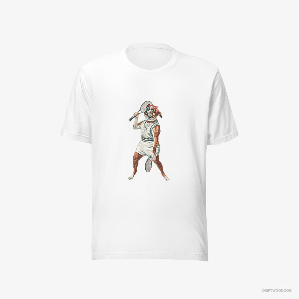 Bulldog T-Shirt – Men White T-Shirt Eco-Friendly – Playing Tennis (on White Background)