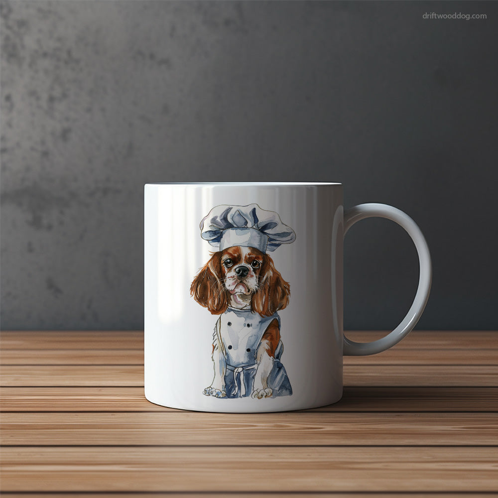 Cavalier King Charles Spaniel Dressed as Chef Mug – Funny Dog Coffee Mugs | Quirky Canine Drinkware