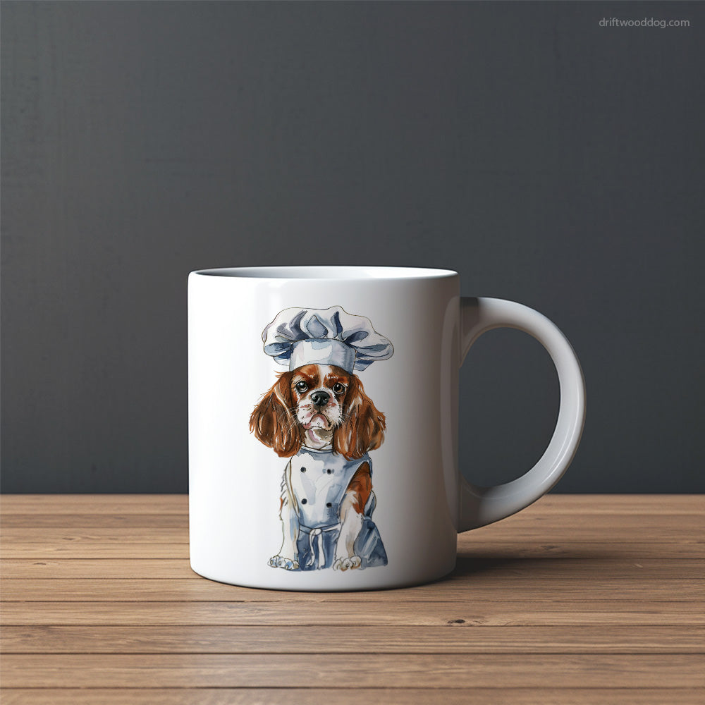 Cavalier King Charles Spaniel Dressed as Chef Mug – Custom Dog Mugs | Personalized Pet Mugs